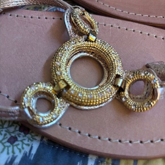 Matisse Strappy Gold Jeweled Thong Sandal Size 9 - Picture 9 of 9